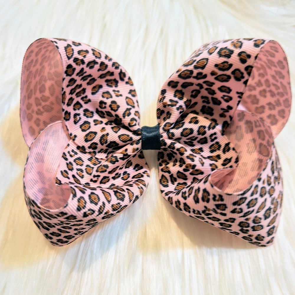 Pink Leopard Hair Bow